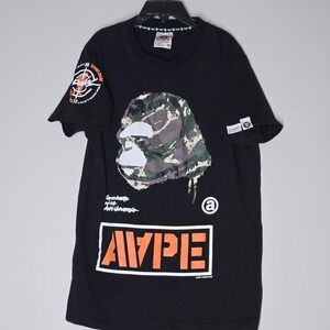 AAPE A Bathing Ape T Shirt Authentic Boys Size L / Mens XS Double Sided Black